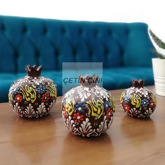 El İşlemesi Çini 3’lü Dantel Siyah Nar Takımı